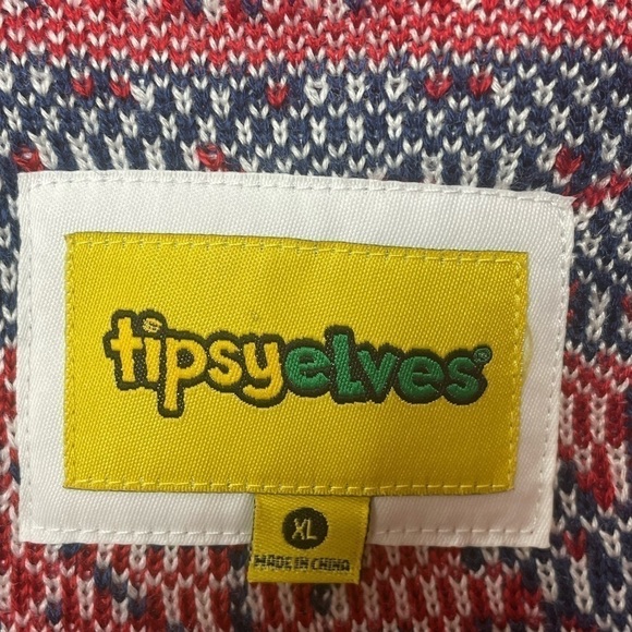 Tipsy Elves Red White Blue Collared Button Front Cardigan, XL - Picture 3 of 8